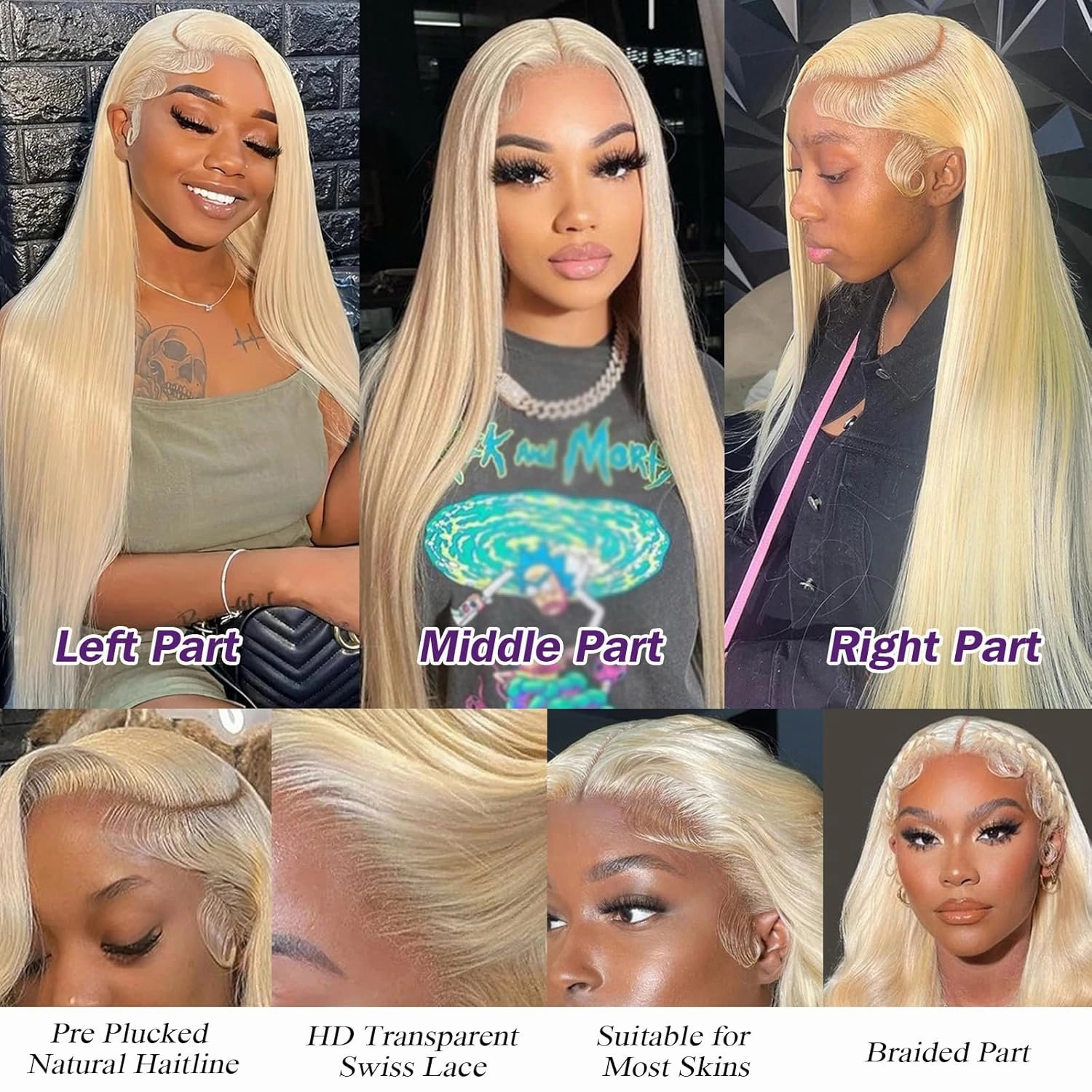 Blonde 13x4 HD Straight Lace Front Wigs with Baby Hair Lace Front Wigs Pre Plucked Natural Hairline Glueless Heat Resistant Fiber Hair Wig for Fashion Women (30Inch)