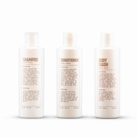 Blu Atlas Men's Body Wash, Shampoo and Conditioner Bundle - Coconut Apricot - Gentle Cleansing, Hydrating Shampoo for Volume, All Hair Types - 8 oz Bottle