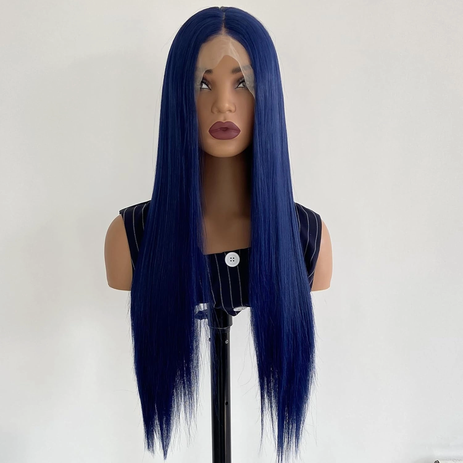 Blue Wig Synthetic Lace Front Wig Glueless 13x4 HD Lace Front Wigs Pre Plucked Long Straight Synthetic Wigs for Black Women Ready to Wear Natural Looking 26inch