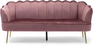 Blush Velvet Sofa, with Removable and Washable Covers, 3-Seater Couch, Comfortable and Soft Touch, for Living Room Bedroom
