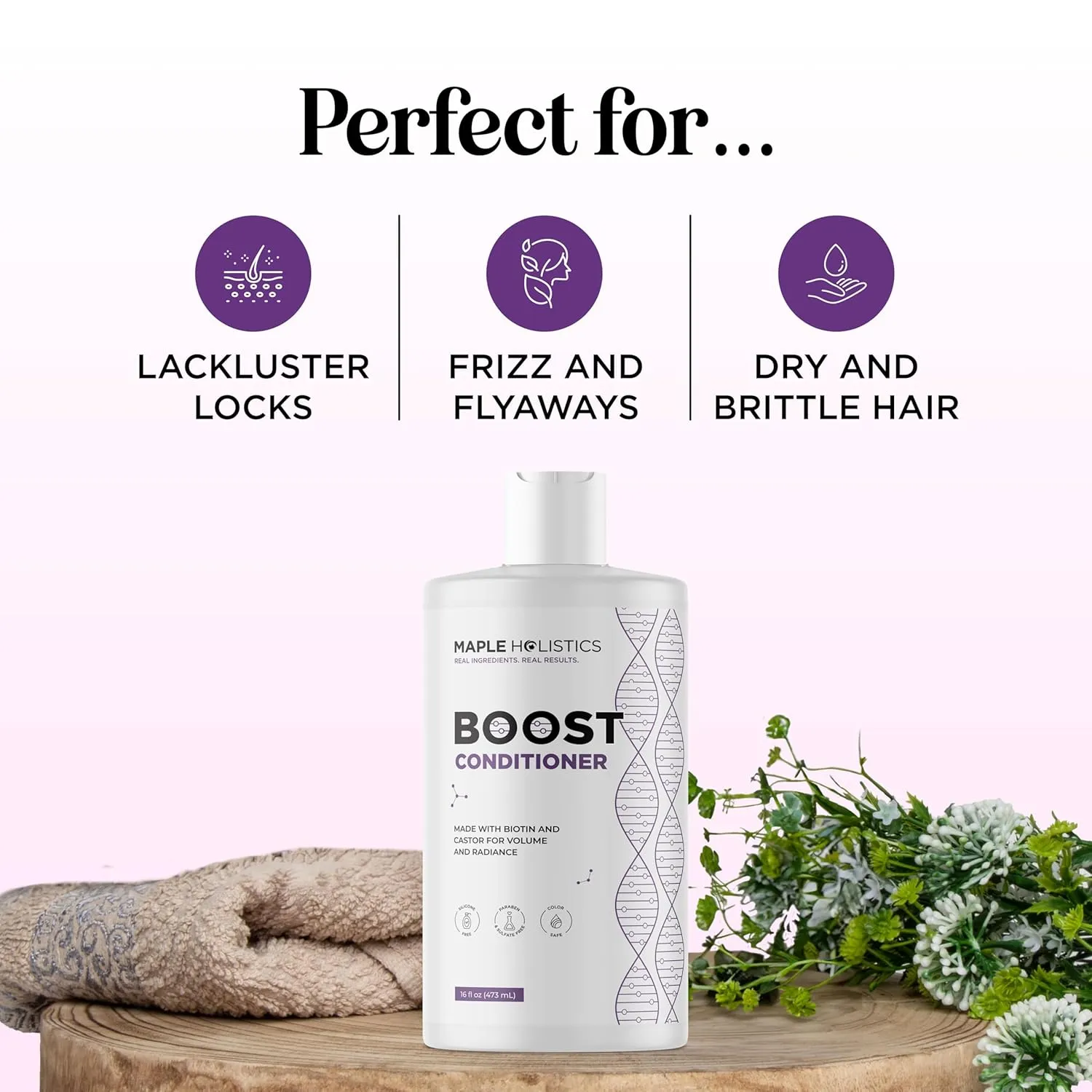 Boost Biotin Conditioner for Hair Growth - Sulfate Free Biotin and Collagen Conditioner for Women and Men with Moisturizing and Volumizing Castor and Rosemary Oil for Fine Weak & Dull Hair (16 Fl Oz)