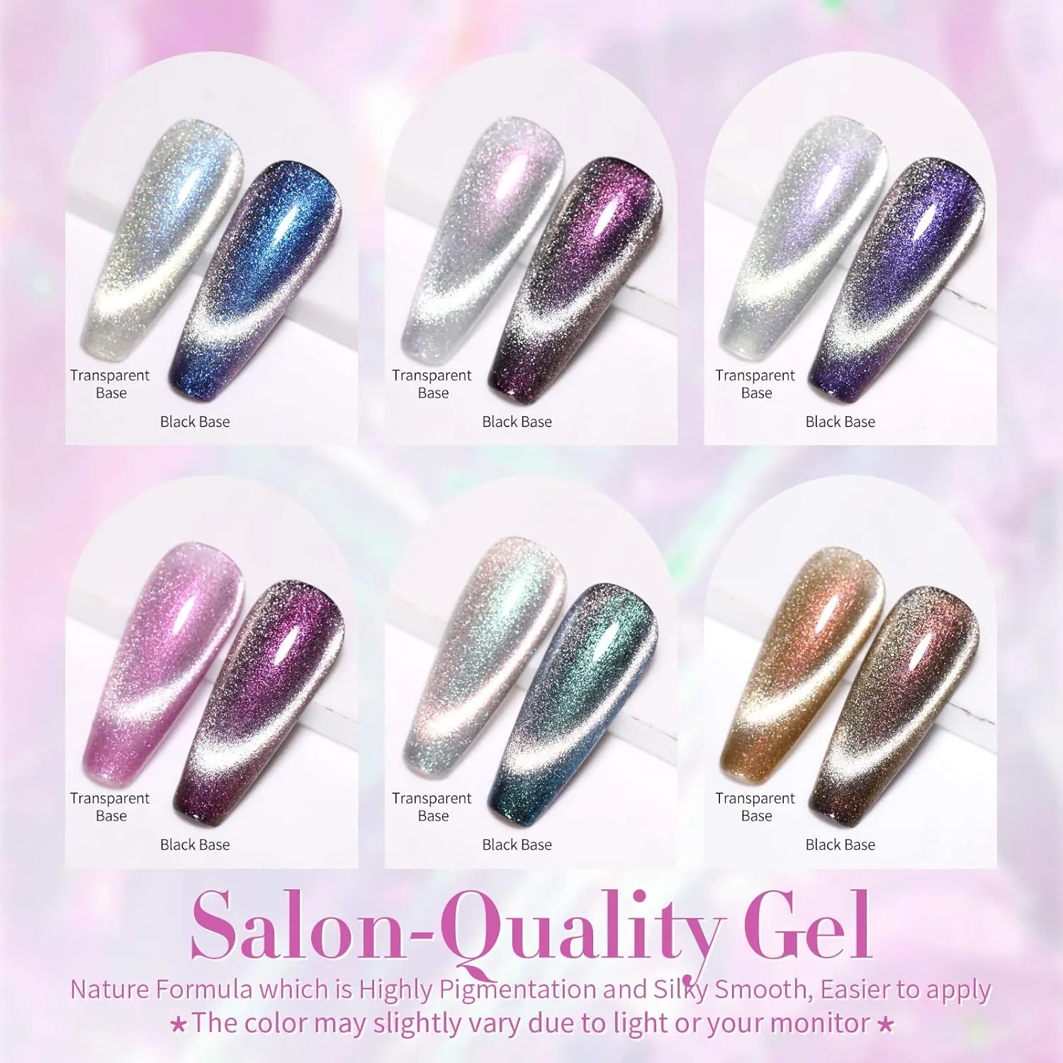 Born Pretty Cat Magnetic Gel Nail Polish Set Auroras 9D Cat Magnetic Eye Glitter Gel Polish Nail Art Manicure Collection Gift 6PCS 7ML