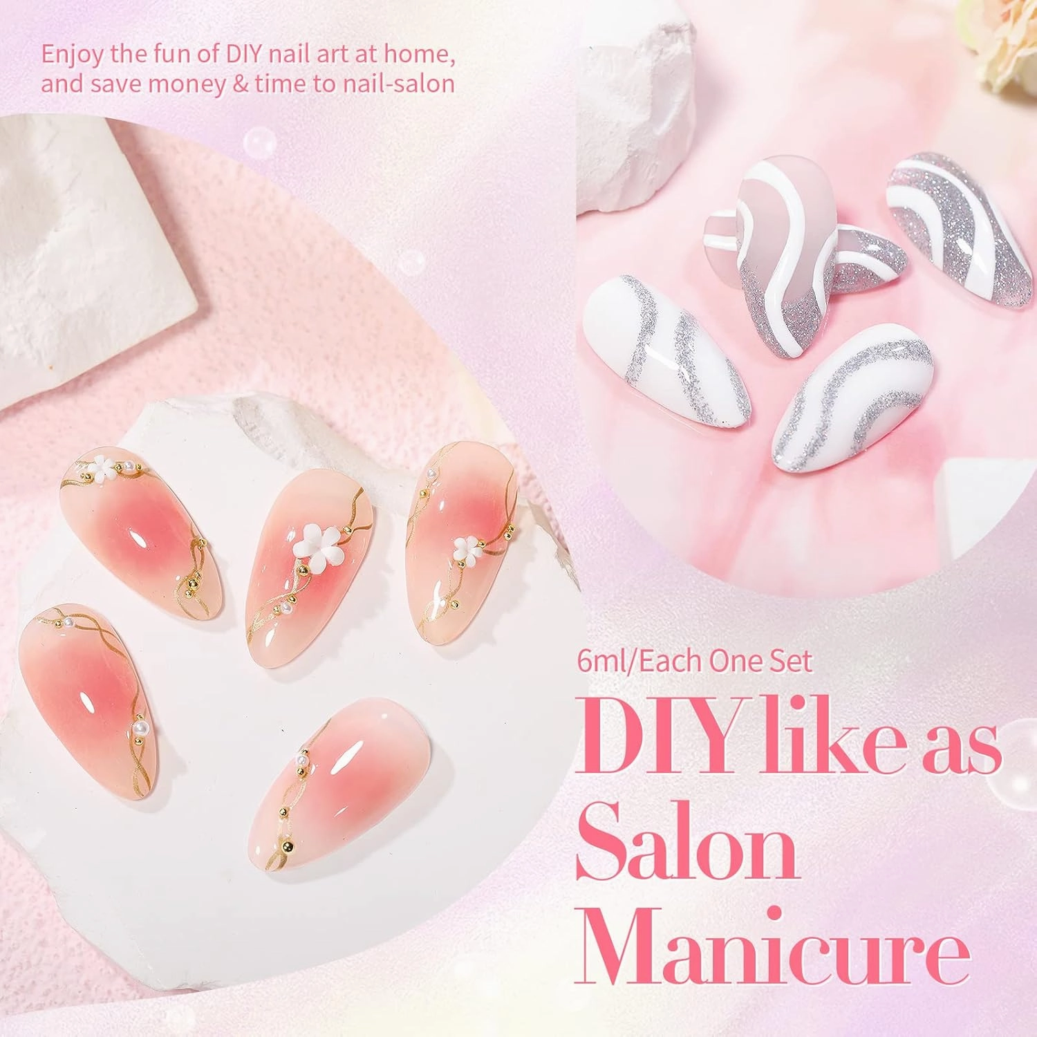 Born Pretty Jelly Gel Nail Polish Set Sheer Clear Nude Pink Color Crystal Transparent Translucent with Glossy Matte Top Coat Base Gel Nail Art DIY Manicure Salon Home 21PCS