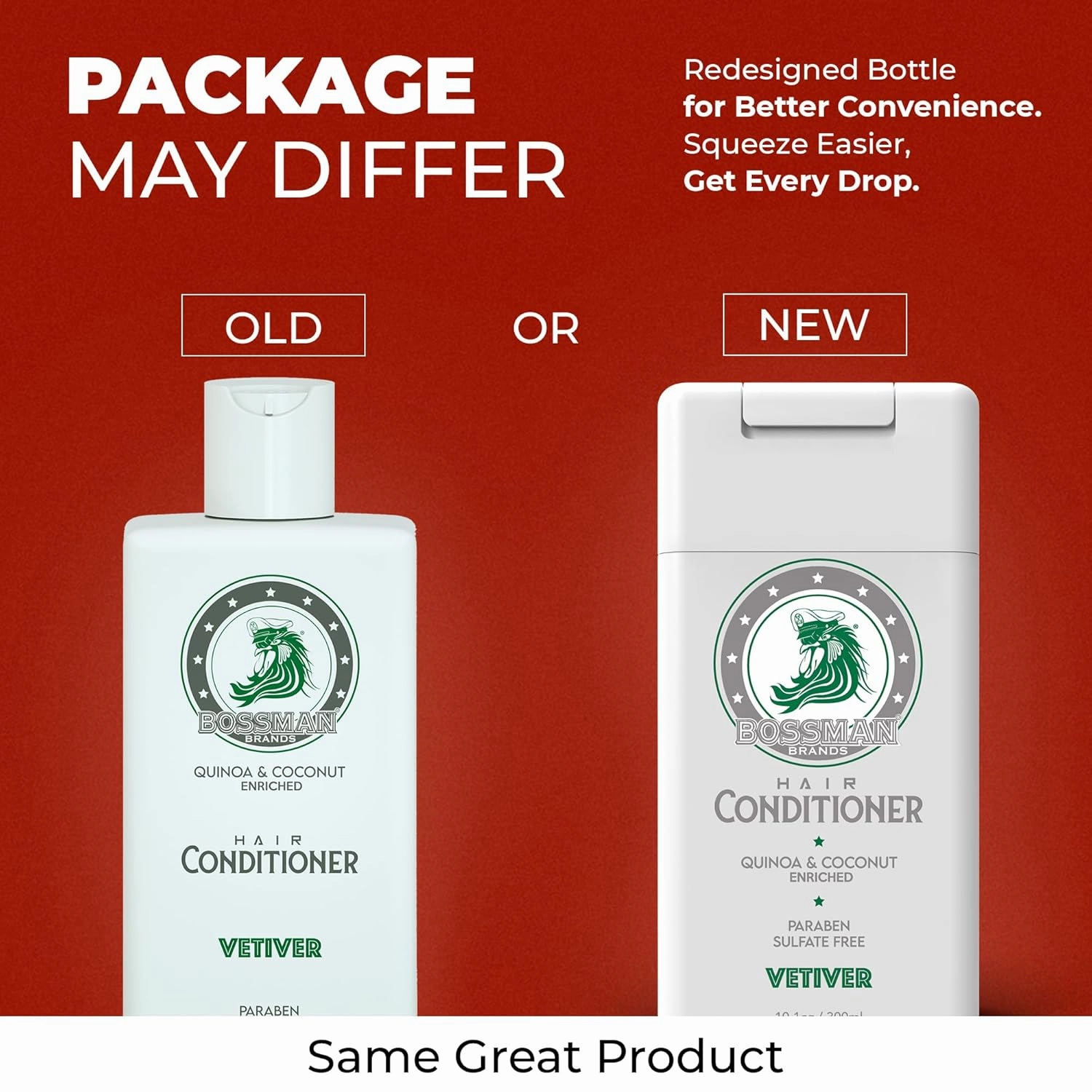 Bossman Hair Shampoo and Conditioner Combo - Hydrating, Strengthening, and Soothing Formula for Men's Hair - Paraben Free & Sulfate Free (Vetiver X)