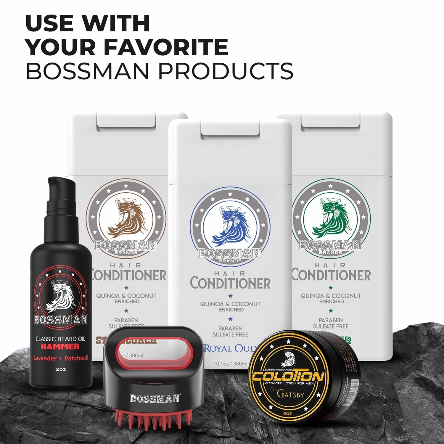 Bossman Hair Shampoo and Conditioner Combo - Hydrating, Strengthening, and Soothing Formula for Men's Hair - Paraben Free & Sulfate Free (Vetiver X)