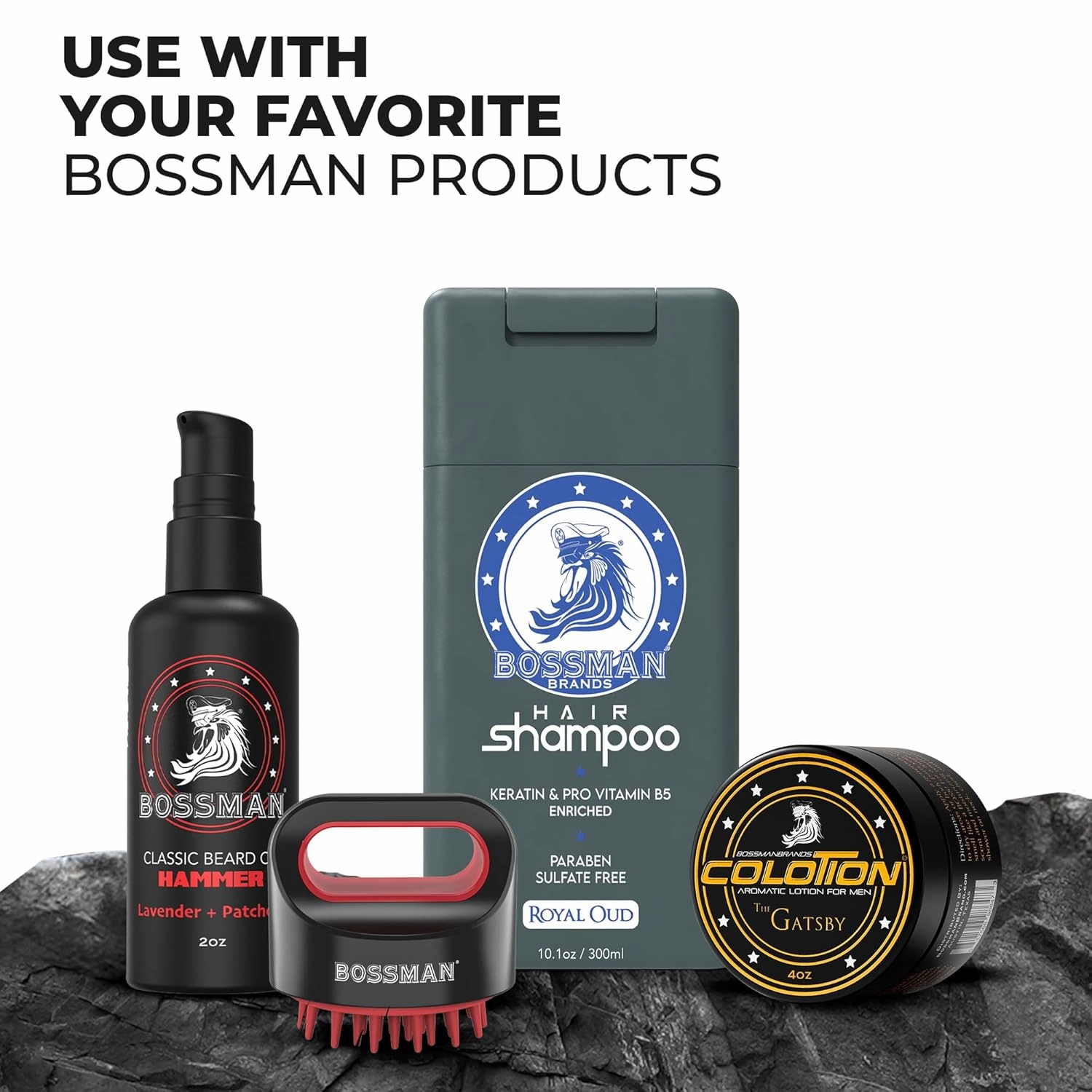 Bossman Hair Shampoo for Men – Natural Moisturizing Men's Shampoo with Keratin & Vitamin Pro5 Enriched - Paraben & Sulfate Free (Royal Oud Scent)
