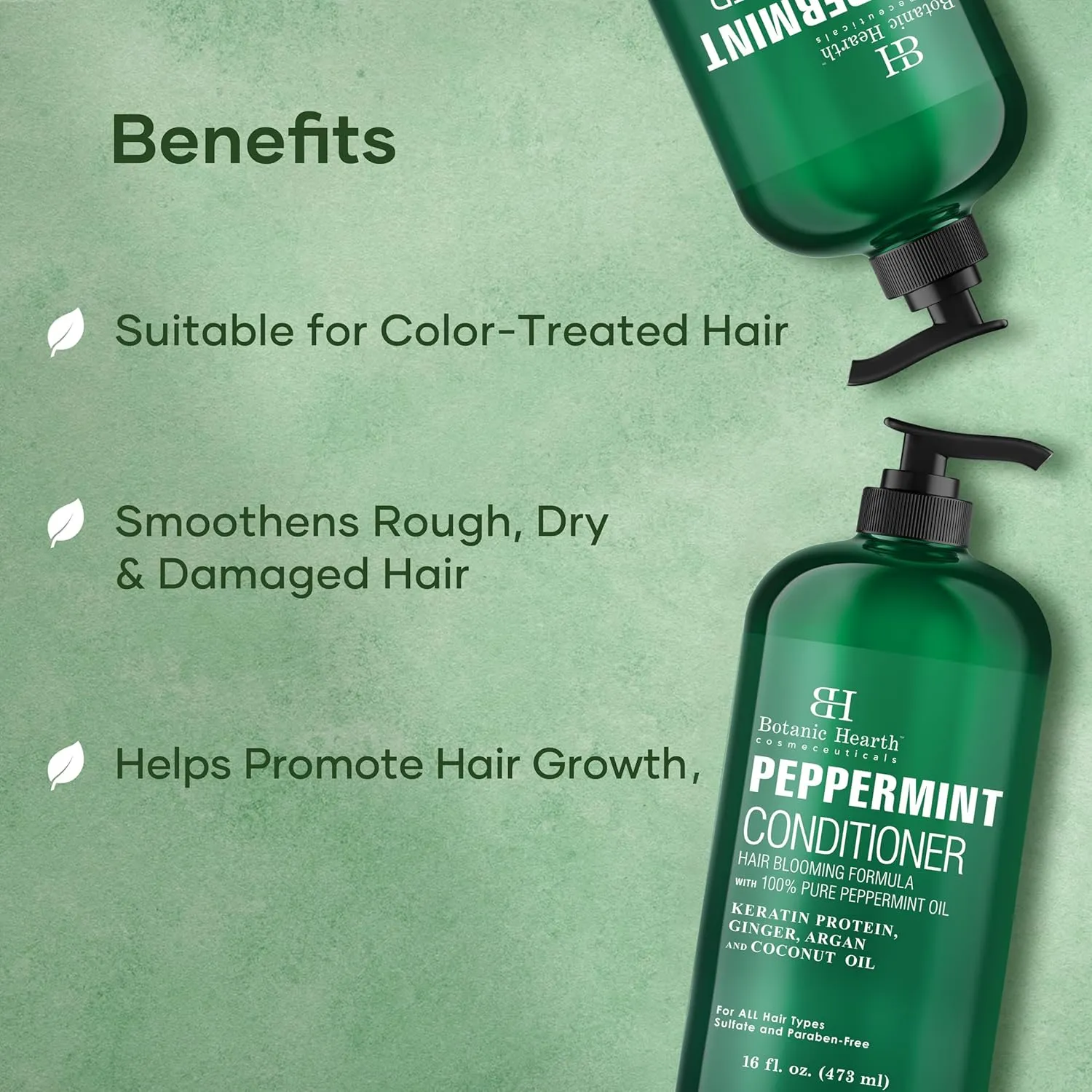 Botanic Hearth Peppermint Hair Conditioner - Hair Conditioner for Dry Damaged and Color Treated Hair - Volumizing Conditioner for fine & thin hair - Paraben & Sulfate Free - Men & Women - 16 fl oz