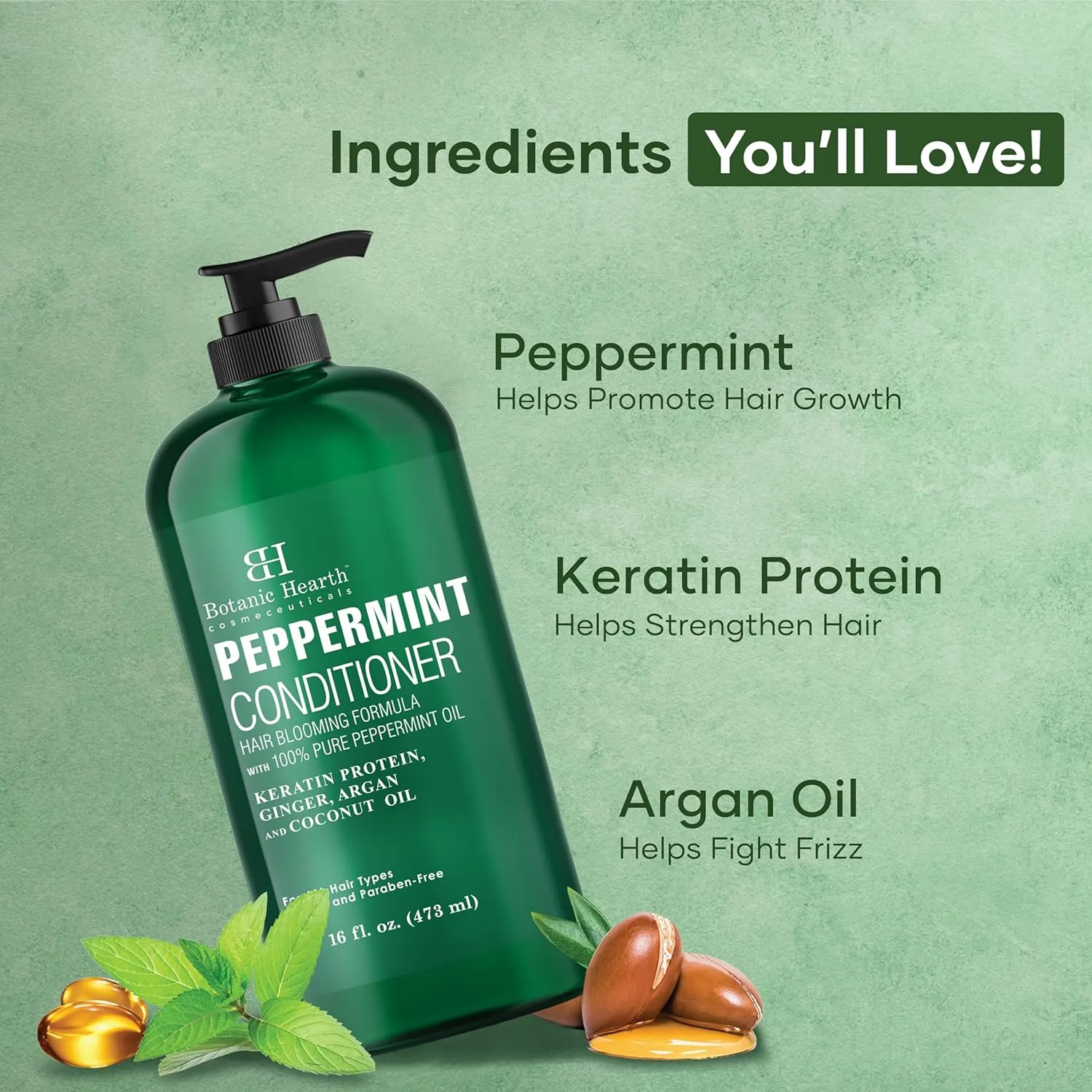 Botanic Hearth Peppermint Hair Conditioner - Hair Conditioner for Dry Damaged and Color Treated Hair - Volumizing Conditioner for fine & thin hair - Paraben & Sulfate Free - Men & Women - 16 fl oz