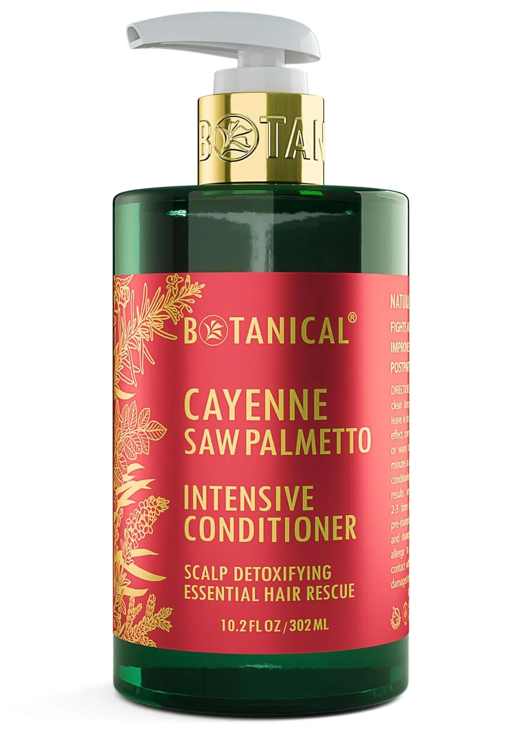 Botanical Hair Growth Conditioner “Scalp Detox” Intensive Anti-Hair Loss Therapy for Thinning Hair, Cayenne Saw Palmetto for Hair Loss, Thickening Products For Women & Men 10.2 Fl Oz