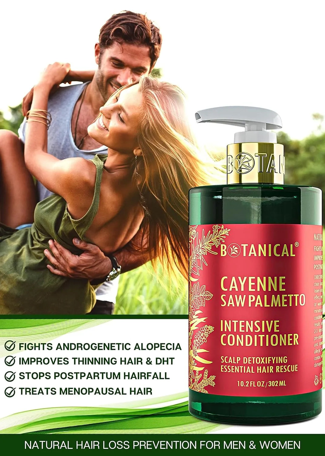 Botanical Hair Growth Conditioner “Scalp Detox” Intensive Anti-Hair Loss Therapy for Thinning Hair, Cayenne Saw Palmetto for Hair Loss, Thickening Products For Women & Men 10.2 Fl Oz