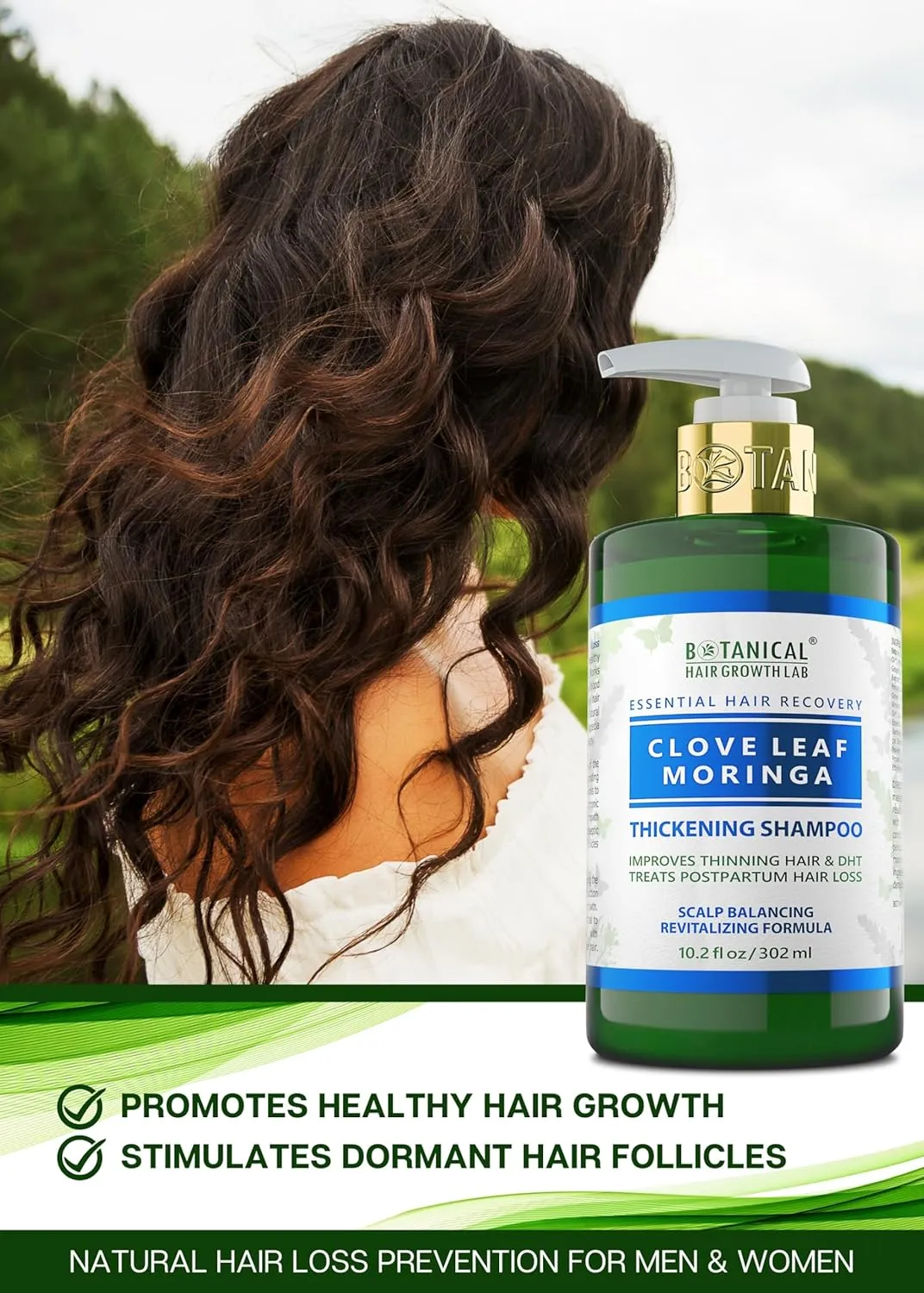 Botanical Hair Growth Shampoo for Hair Thickening Anti-Thinning Scalp Stimulating Natural Anti-Hair Loss Therapy For Women & Men 10.2 Fl Oz