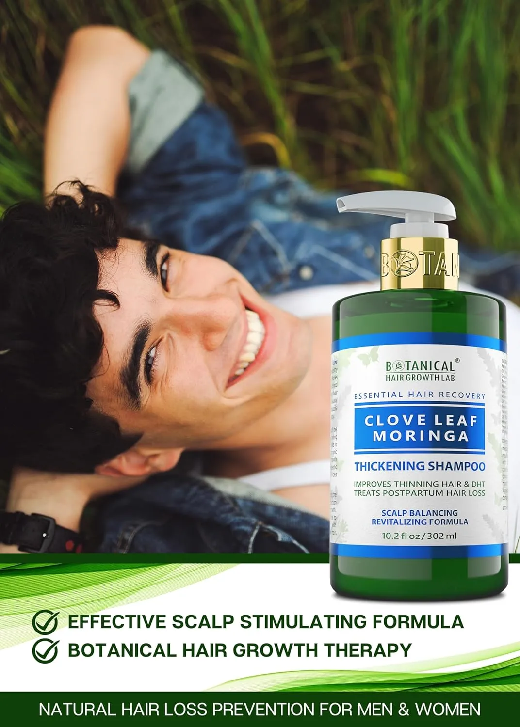 Botanical Hair Growth Shampoo for Hair Thickening Anti-Thinning Scalp Stimulating Natural Anti-Hair Loss Therapy For Women & Men 10.2 Fl Oz