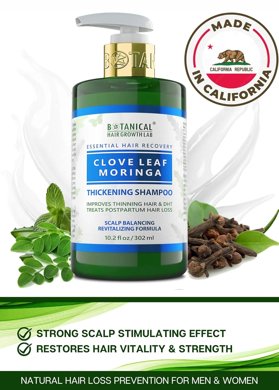 Botanical Hair Growth Shampoo for Hair Thickening Anti-Thinning Scalp Stimulating Natural Anti-Hair Loss Therapy For Women & Men 10.2 Fl Oz