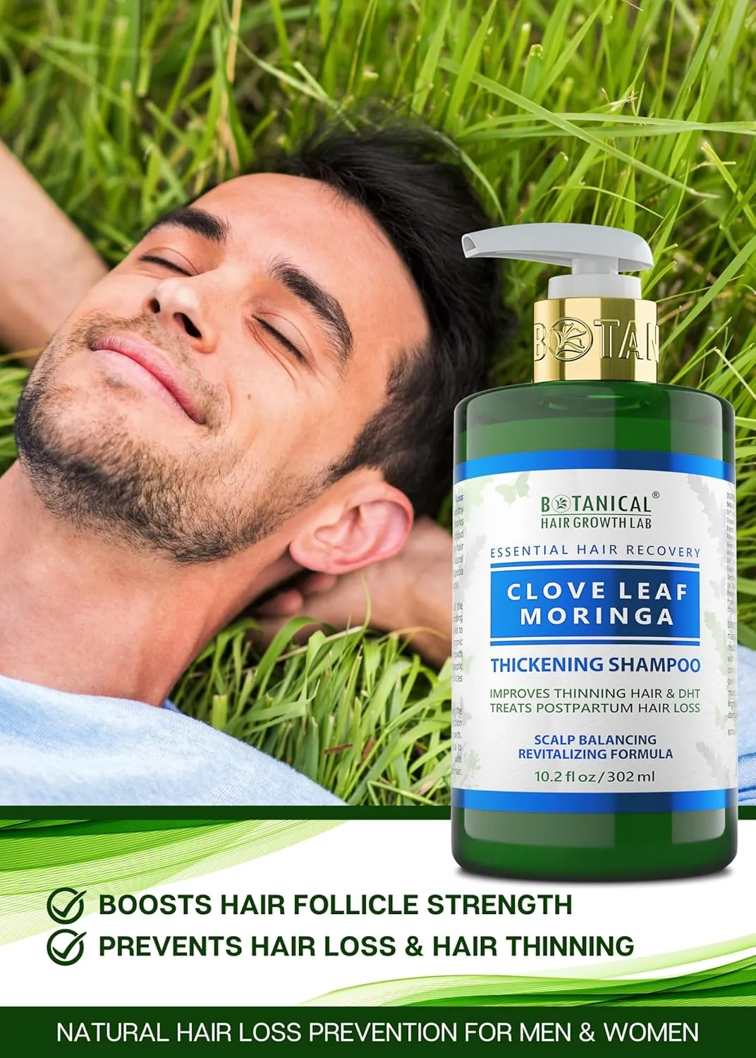 Botanical Hair Growth Shampoo for Hair Thickening Anti-Thinning Scalp Stimulating Natural Anti-Hair Loss Therapy For Women & Men 10.2 Fl Oz