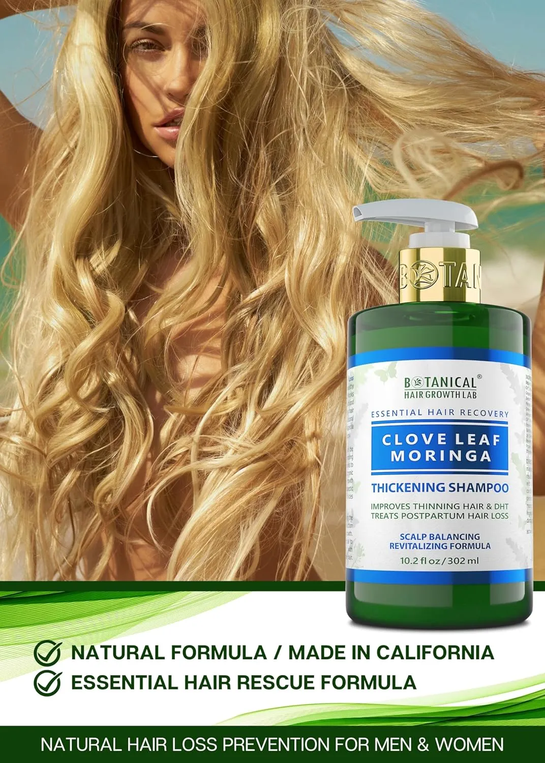 Botanical Hair Growth Shampoo for Hair Thickening Anti-Thinning Scalp Stimulating Natural Anti-Hair Loss Therapy For Women & Men 10.2 Fl Oz