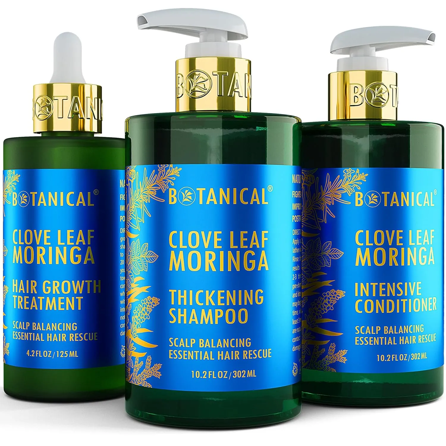 Botanical Hair Growth Treatment, Thickening Shampoo and Anti-Thinning Conditioner “Scalp Balancing” Clove Leaf Moringa Shampoo for Hair Loss, Thickening Products For Women & Men