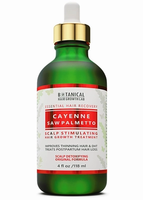 Botanical Hair Growth Treatment Cayenne Saw Palmetto Oil with Biotin Hair Loss Scalp Stimulating Anti-Thinning Natural Pre-Shampoo Hair Thickening Serum for Women & Men - 4 Fl Oz