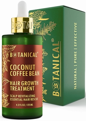 Botanical Hair Growth Treatment Coffee Bean Caffeine Hair Oil For Hair Thinning Prevention Pre-Shampoo Scalp Stimulating Detox Head Spa Natural Anti-Hair Loss Thickening Products With Biotin 4.2 Fl Oz