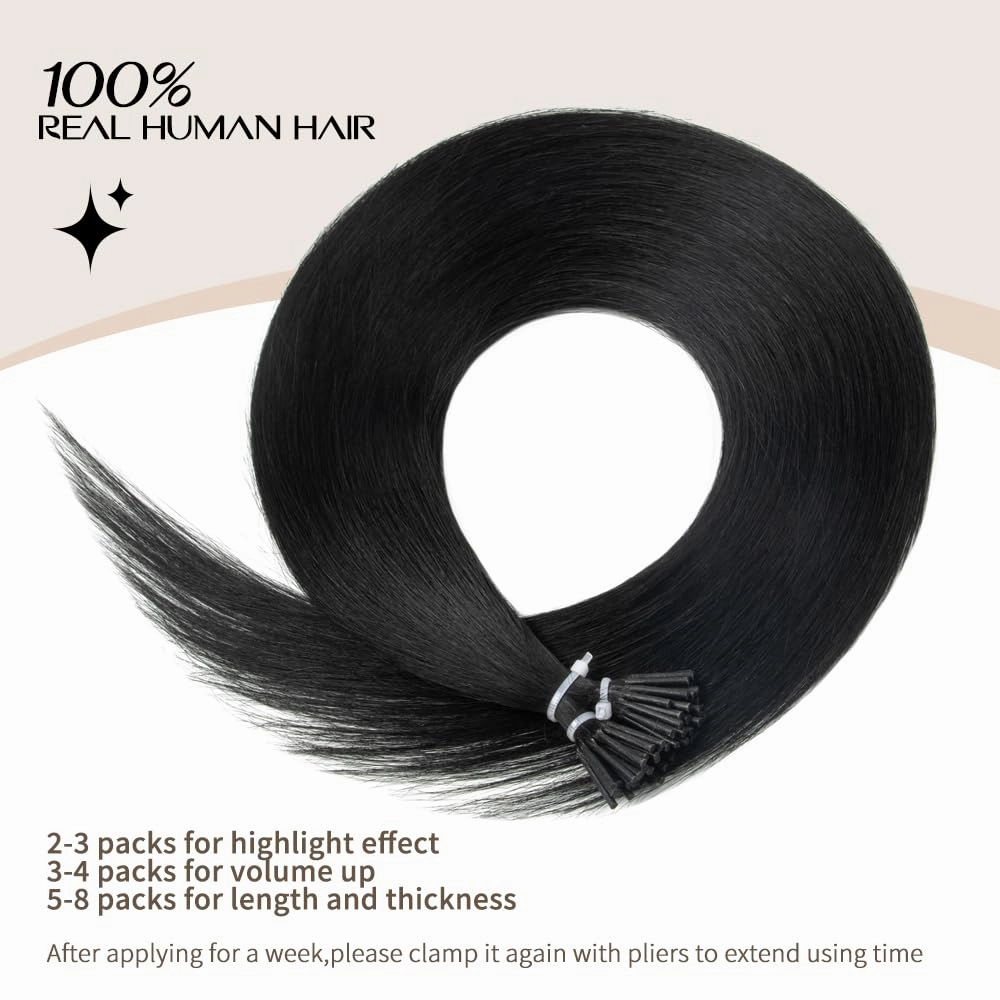 Boymia I Tip Hair Extensions #04 Medium Brown 14 Inch Comfortable Wear Invisible & Natural Cold Fusion Itip Natural Hair Extensions 100% Remy Human Hair