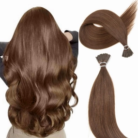 Boymia I Tip Hair Extensions #04 Medium Brown 14 Inch Comfortable Wear Invisible & Natural Cold Fusion Itip Natural Hair Extensions 100% Remy Human Hair