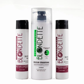 Brazilian Straightening Keratin Hair Treatment 32 fl oz with Argan Oil – Formaldehyde FREE – Includes Sulfate-Free Shampoo & Conditioner Set (10 fl oz Each)