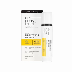 Brightening Lip Balm with SPF 30 Contains 1% Vitamin C Resorcinol Brightens Pigmented lips Vitamin C lip balm for dark lips Prevents sun damage for Glossy Buttery Soft Pink Lips, For women & men - 4gm