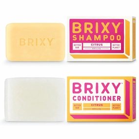 BRIXY Balancing Shampoo and Conditioner Bar Set - Controls Oil And Hydrates Strands, All Hair Types, pH Balance, Color Safe, Removes Build Up, Vegan, Plastic Free