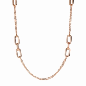 Bronzallure Purezza Rose Gold Plated 3Strand Oval Element Chain