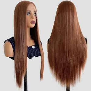 Brown Wig Synthetic Lace Front Wig Glueless 13x4 HD Lace Front Wigs Pre Plucked Long Straight Synthetic Wigs for Black Women Ready to Wear Natural Looking 26inch