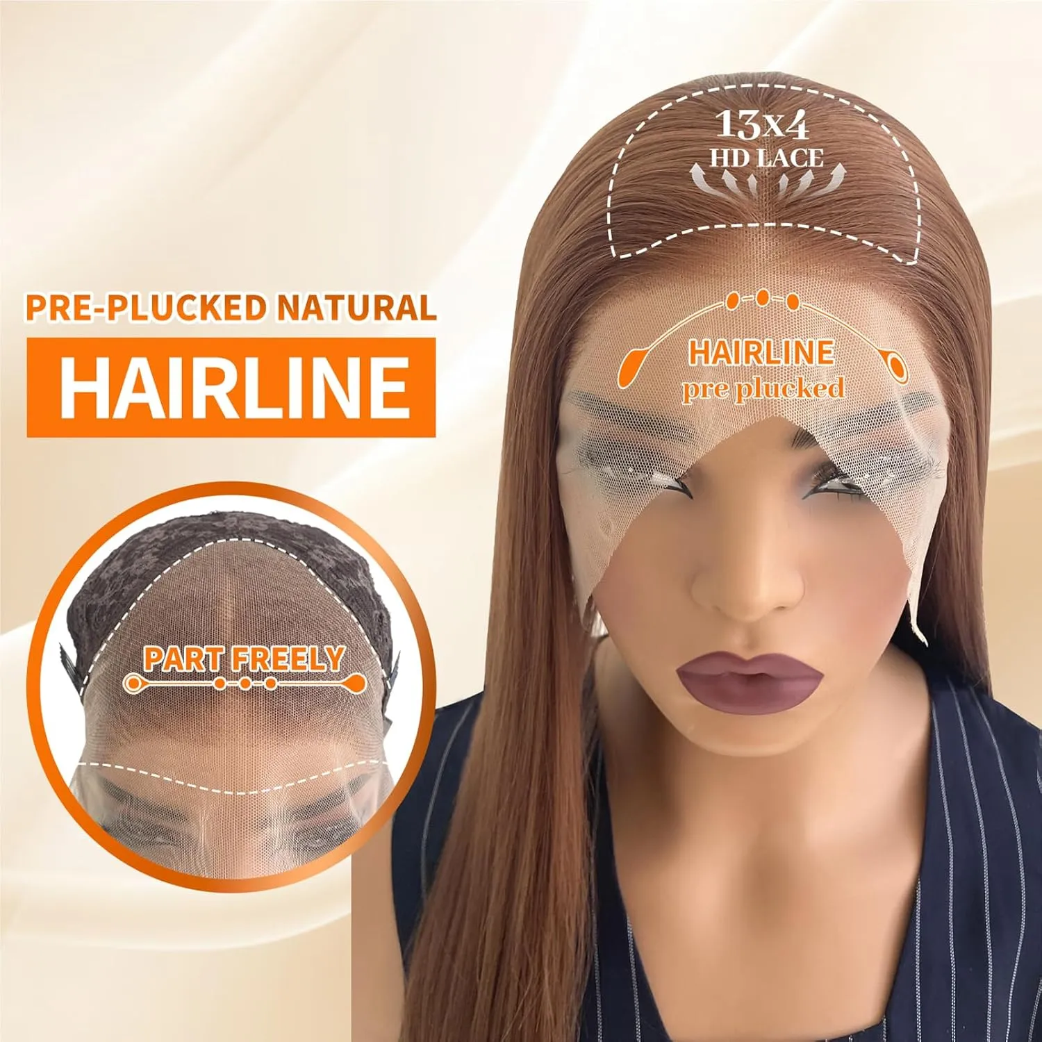 Brown Wig Synthetic Lace Front Wig Glueless 13x4 HD Lace Front Wigs Pre Plucked Long Straight Synthetic Wigs for Black Women Ready to Wear Natural Looking 26inch