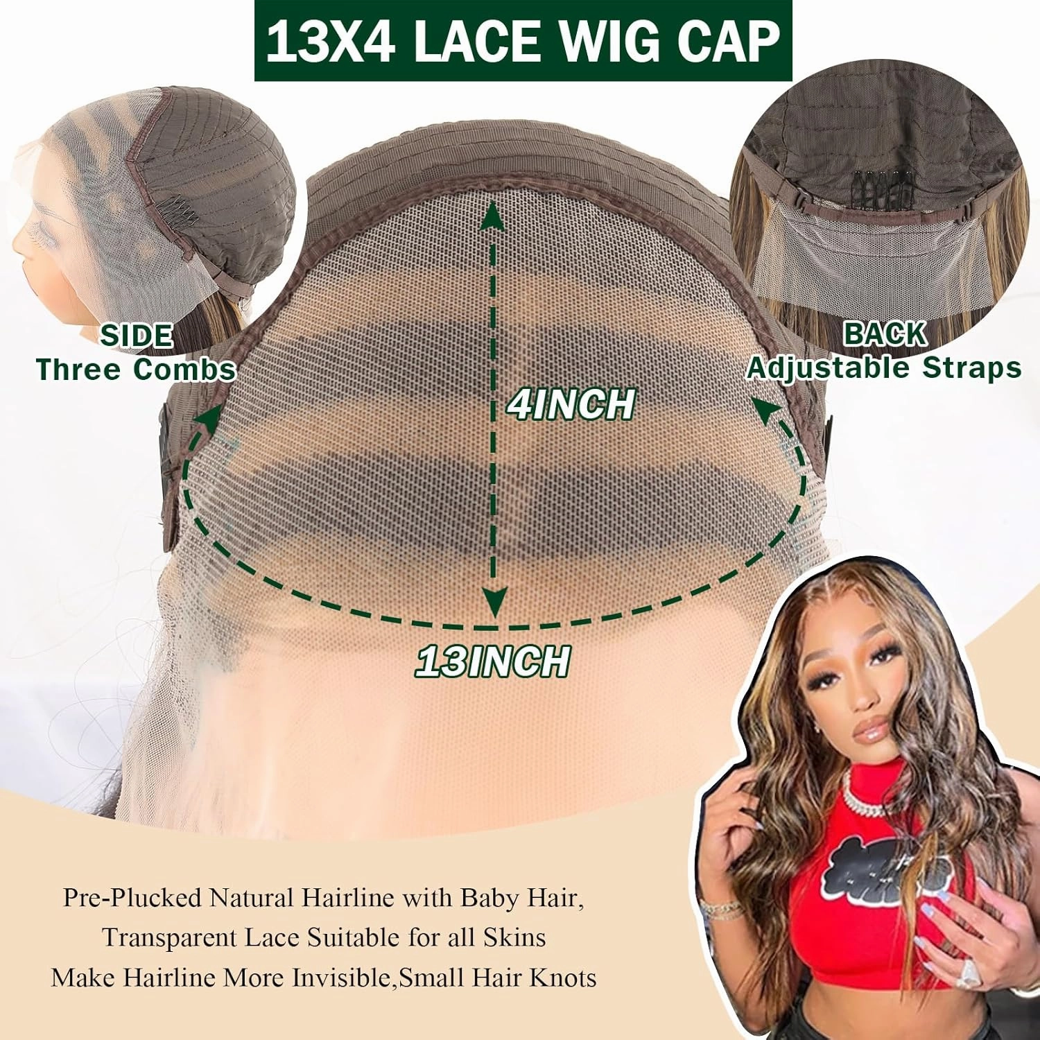 Brown Body Wavy 13x4 HD Lace Frontal Wig for Black Women Long Pre Plucked Body Wavy Curly With Baby Hair Lace Front Synthetic Hair (B-Highlight Brown, 30Inch)