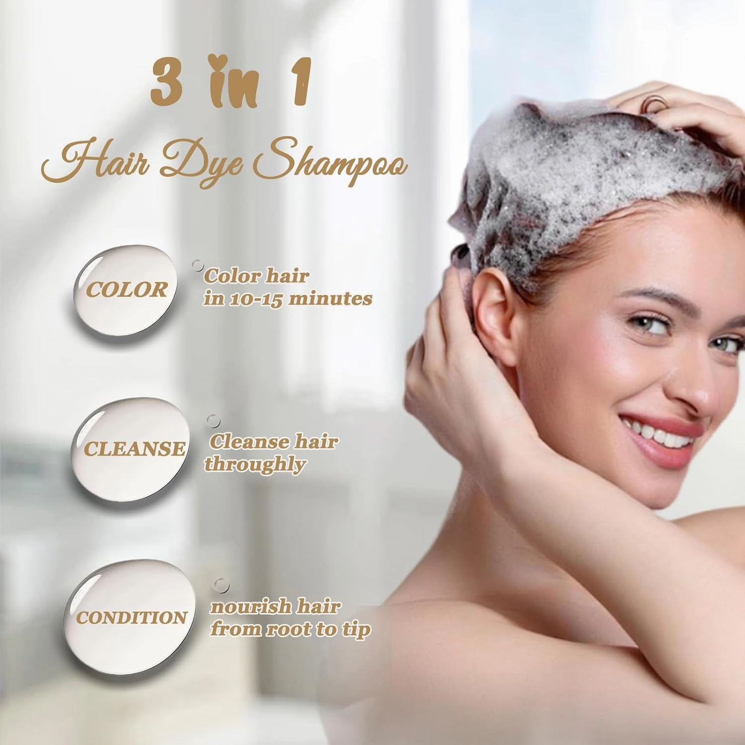 Brown Hair Dye Shampoo, Instant Hair Color Shampoo, Long Lasting Dark Brown Hair Dye, Covers Gray Hair in Minutes, Champu Para Canas, Champu Para Pintar el Cabello,16.90 Fl Oz