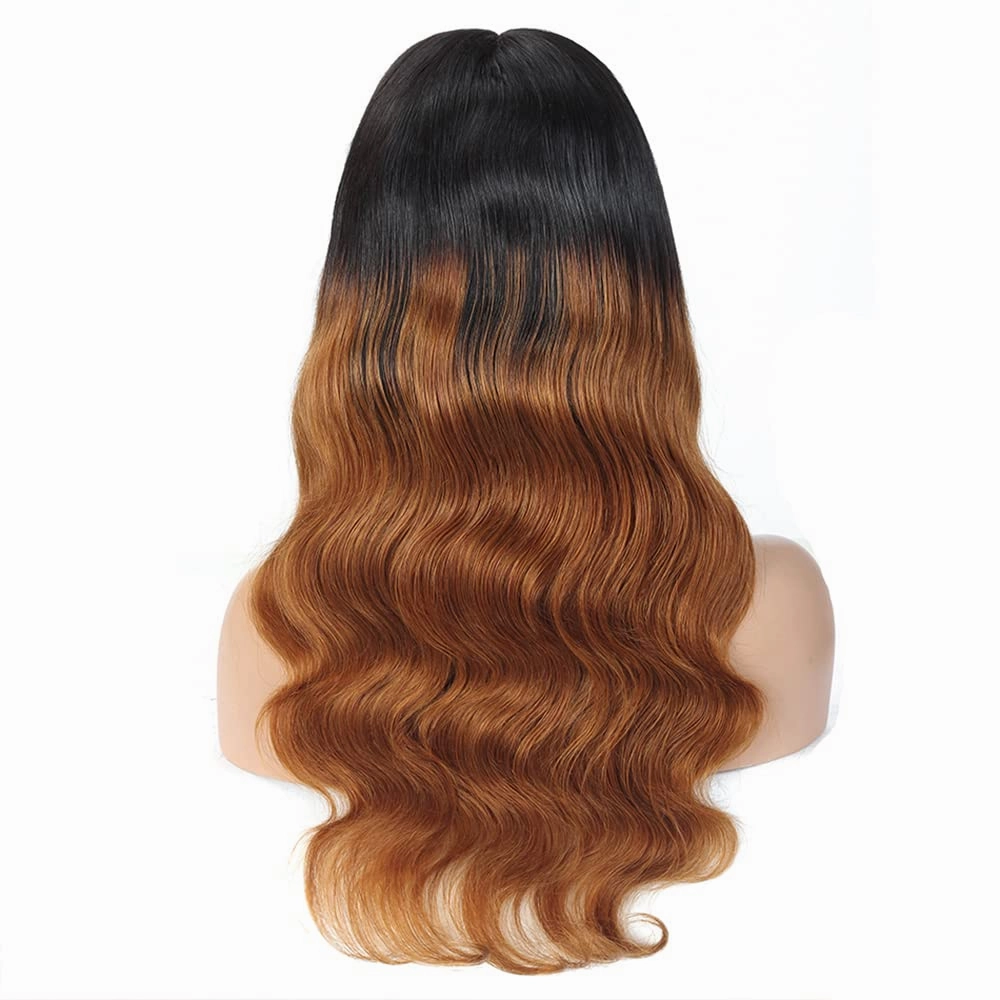 Brown Ombre Headband Wigs Human Hair Body Wave 1B30 Brown Headband Wigs Medium Auburn Wig 130% Density Grade 8A Brazilian Remy Hair Machine Made Wig 22 Inch