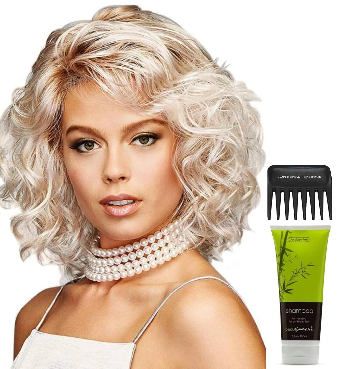 Bundle - 4 items: Curl Up Wig by Gabor, Christy's Wigs Q & A Booklet, BeautiMark Synthetic Shampoo & Wide Tooth Comb - Color: GL14-22