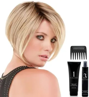 BUNDLE - 5 Items: Ignite AVERAGE SIZE Heat Friendly Synthetic Wig by Jon Renau, Christy's Wigs Q & A Booklet, HD Smooth Detangler, Synthetic Shampoo & Wide Tooth Comb - Color: 24B22
