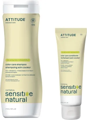 Bundle of ATTITUDE Color Care Shampoo and Conditioner for Sensitive Skin with Oat and Argan Oil, Dermatologically Tested, Vegan
