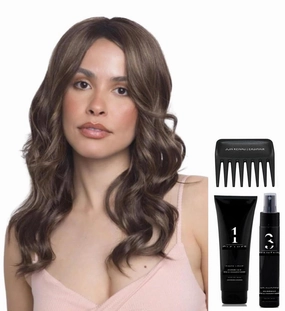 Bundle - 5 Items: Avalon Wig by Rene of Paris, Christy's Wigs Q & A Booklet, 2oz Travel Size Wig Shampoo, HD Smooth and Wide Tooth Comb - Color: CREAMY TOFFEE-LR