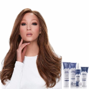 Bundle - 7 item: Blake Large Exclusive Remy Human Hair Wig by Jon Renau, Christy's Wigs Q & A Booklet, BeautiMark Hydra Shampoo Conditioner Mask Protect Leave-In Spray Shine Serum - Color: 14/26S10