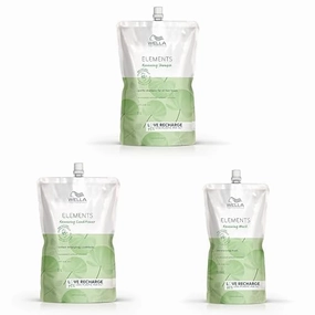 Bundle of Wella Professionals Elements Renewing Shampoo, Conditioner, and Mask 33.8 Fl Oz - Refill Bundle | Formulated with Natural Ingredients | Sulfate and Silicone-Free | For All Hair Types