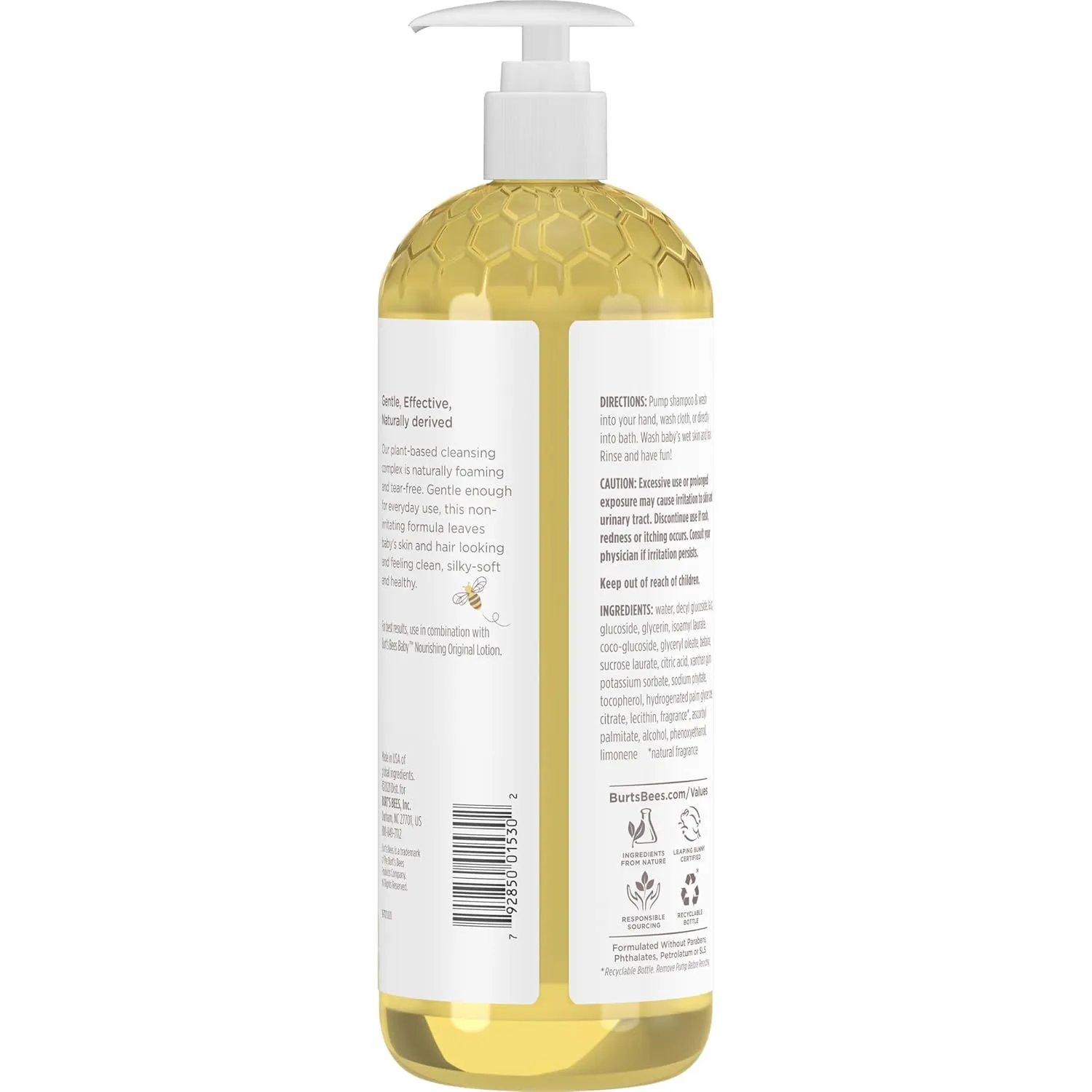 Burt's Bees Baby Shampoo & Body Wash, Tear Free Soap, Natural Baby Care for Delicate Skin, Original Scent, 21 Fl Oz