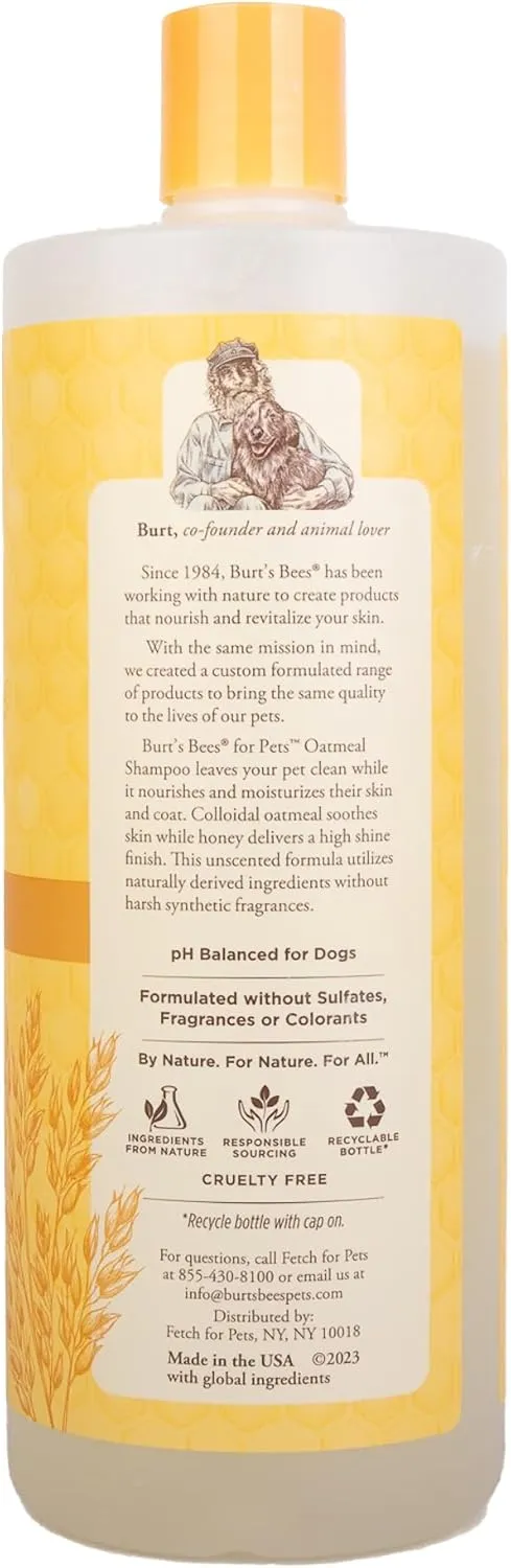 Burt's Bees for Pets Oatmeal Dog Shampoo with Colloidal Oat Flour and Honey, 95% Natural Origin Formulas, Shampoo for Dogs - Gentle Dog Shampoo, Best Dog Shampoo, 32 oz