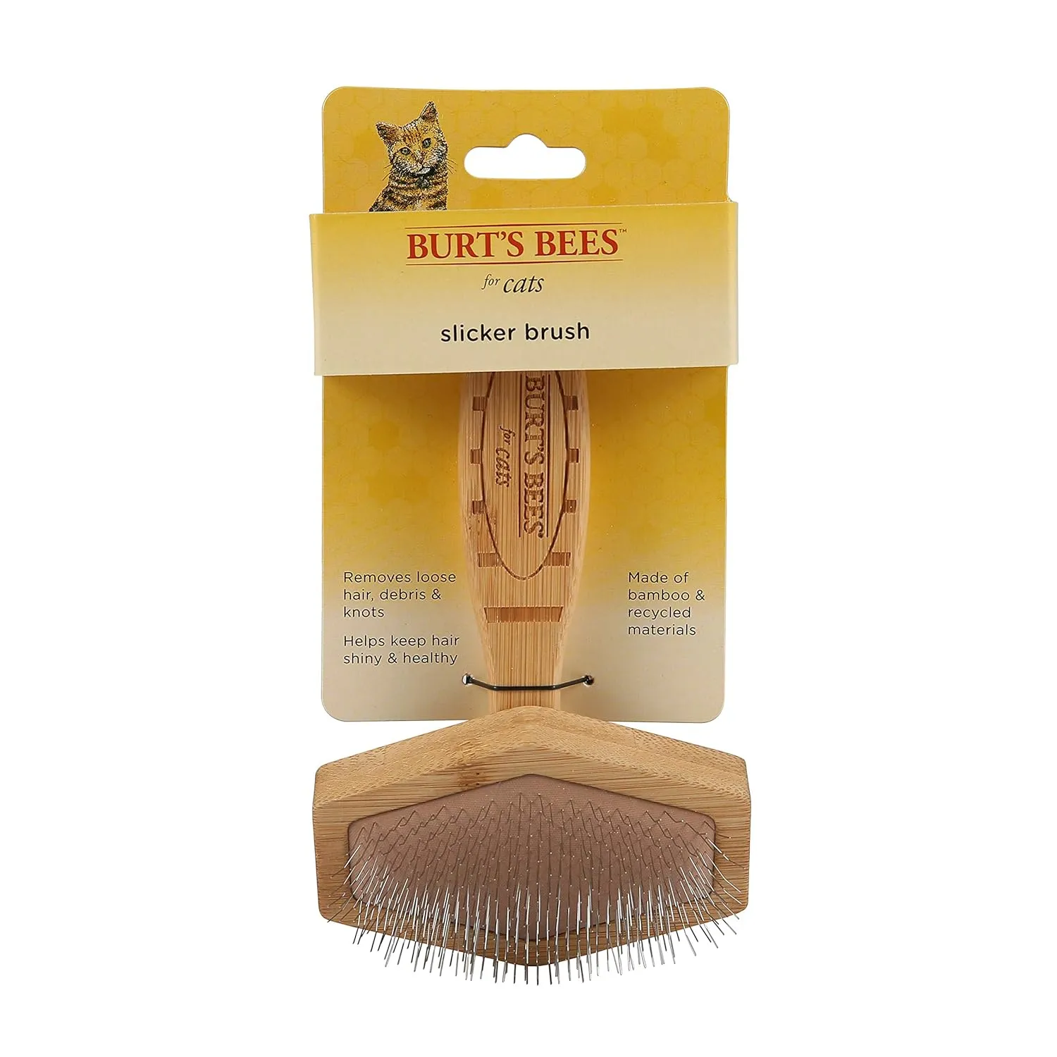 Burt's Bees for Pets Slicker Brush | Removes Loose Cat Fur, Prevents Matting | Ideal for Daily Grooming, Smooth Coat