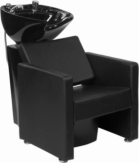 Buy-Rite Christina Shampoo Backwash Unit with Deep Tilting Porcelain Bowl, Dual Nozzle, Extra Wide Foam Seat, Built-In Vacuum Breaker, Steel Frame, Modern European Design – YLG-558 (Black)