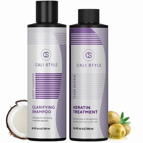 Cali Style Clarifying Shampoo & Keratin Treatment | Deeply Cleanses | Removes Product Build-up | Combats Frizz | Repairs Damage & Smoothens Hair | Paraben & Sulfate Free (16.9 Fl. Oz)