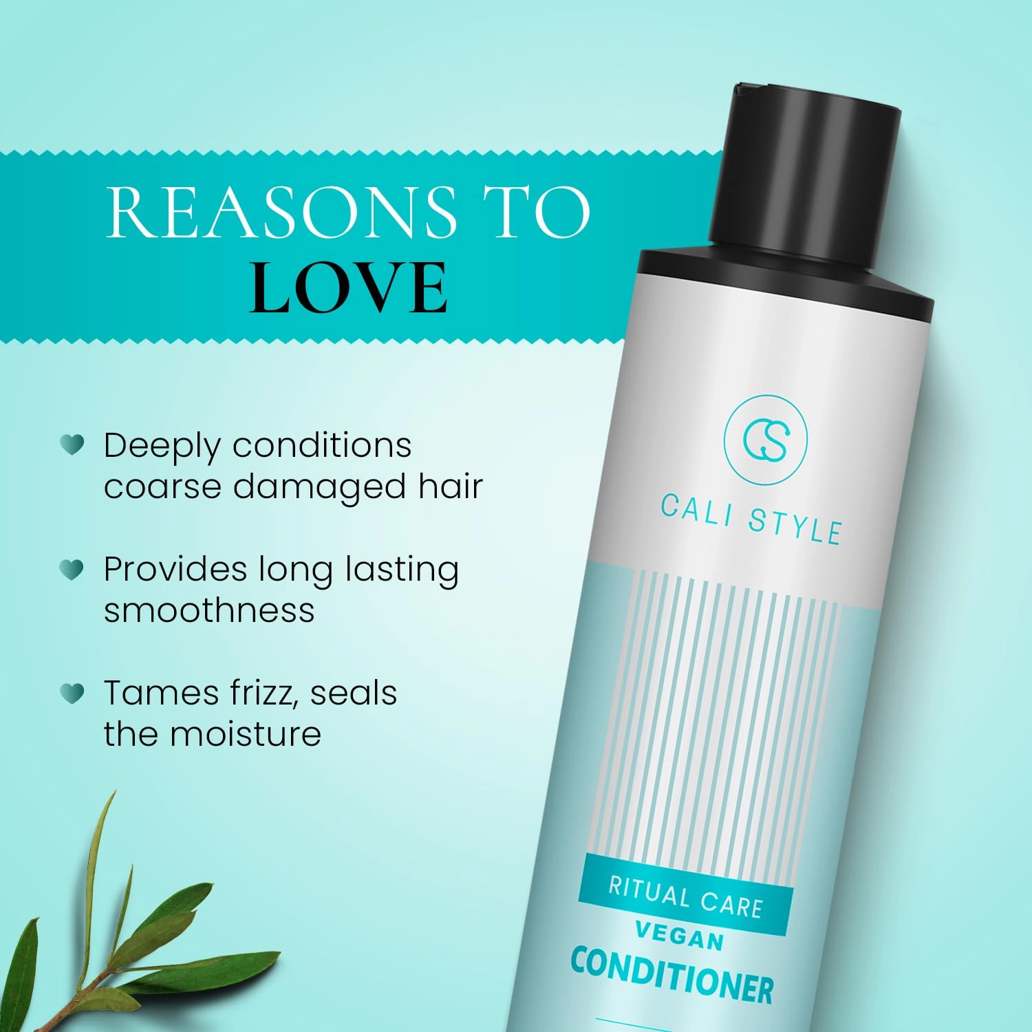Cali Style Ritual Care Vegan Conditioner | 5-in-1 Benefits - Moisturizing, Hydrating, Defrizz, Nourishing, & Softening | With Argan Oil, Green Tea & Olive Oil | No Paraben & Sulfate (16.9 Fl. Oz)