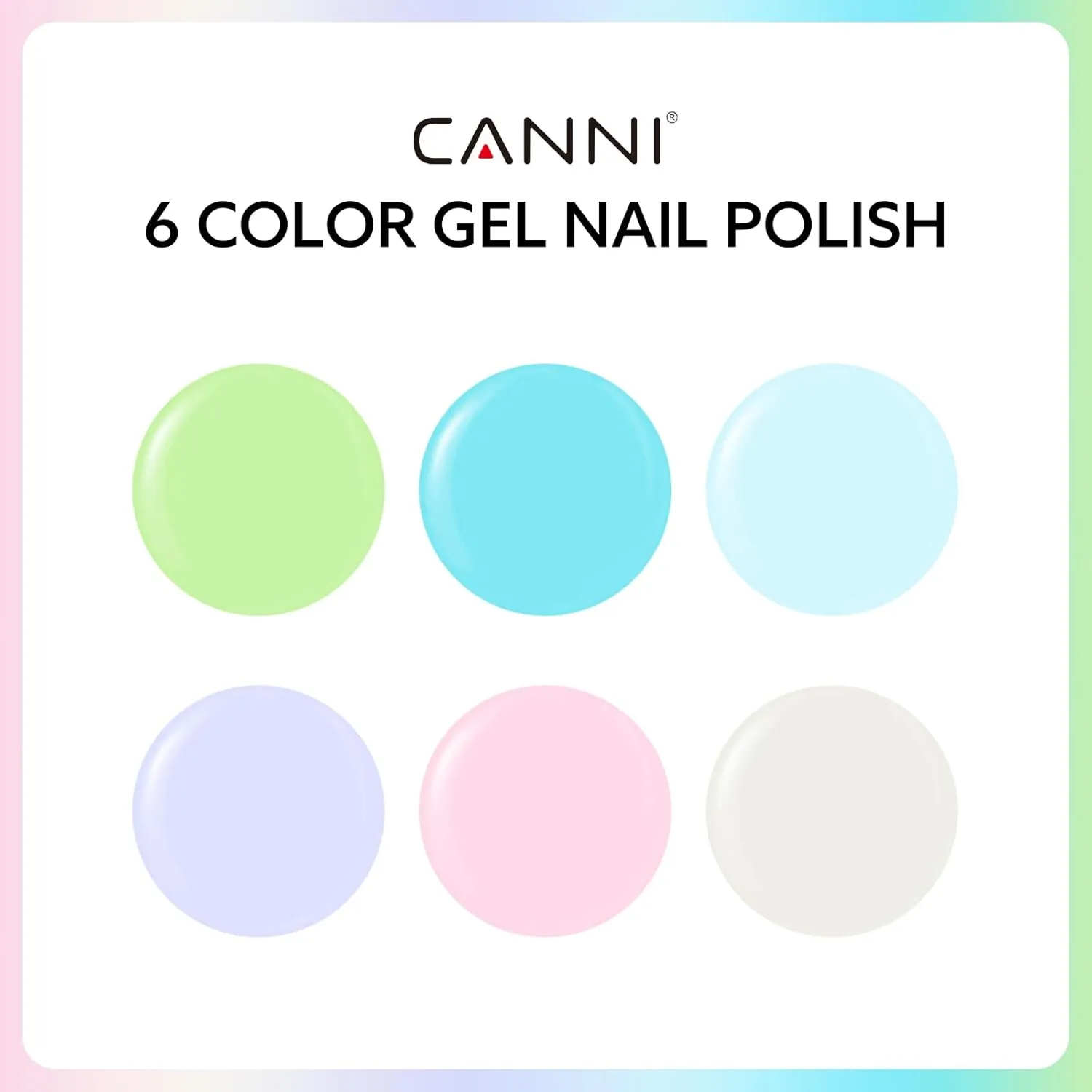 CANNI 6Pcs 9ml Hema-Free Gel Nail Polish Set- Green Blue Purple Pink Off-white Colors Gel Polish Kit, Soak Off LED Nail Gel Manicure Kit DIY at Home Salon Gifts for Women Girls
