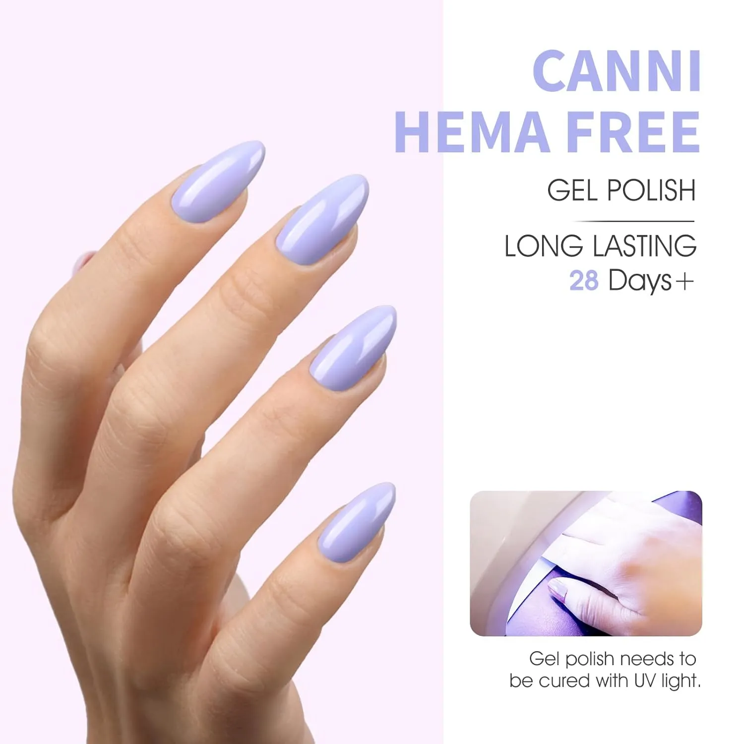 CANNI 6Pcs 9ml Hema-Free Gel Nail Polish Set- Green Blue Purple Pink Off-white Colors Gel Polish Kit, Soak Off LED Nail Gel Manicure Kit DIY at Home Salon Gifts for Women Girls