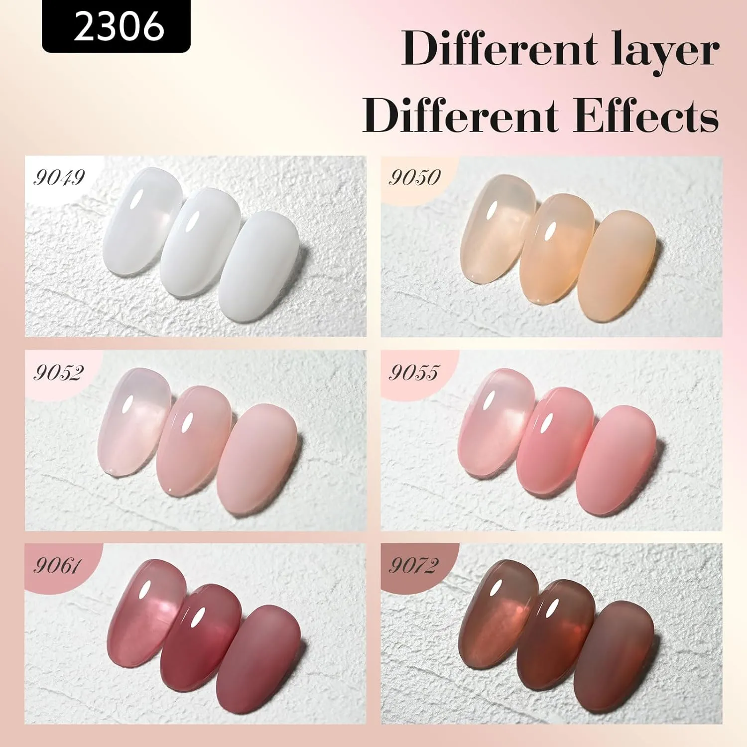 CANNI 9ml Hema-Free Fall Gel Nail Polish Set- 6Pcs Jelly Nude Pink Neutral Transparent Milky White Colors Gel Polish Kit, Soak Off LED Nail Gel Manicure Kit DIY at Home Salon Gifts for Women Girls