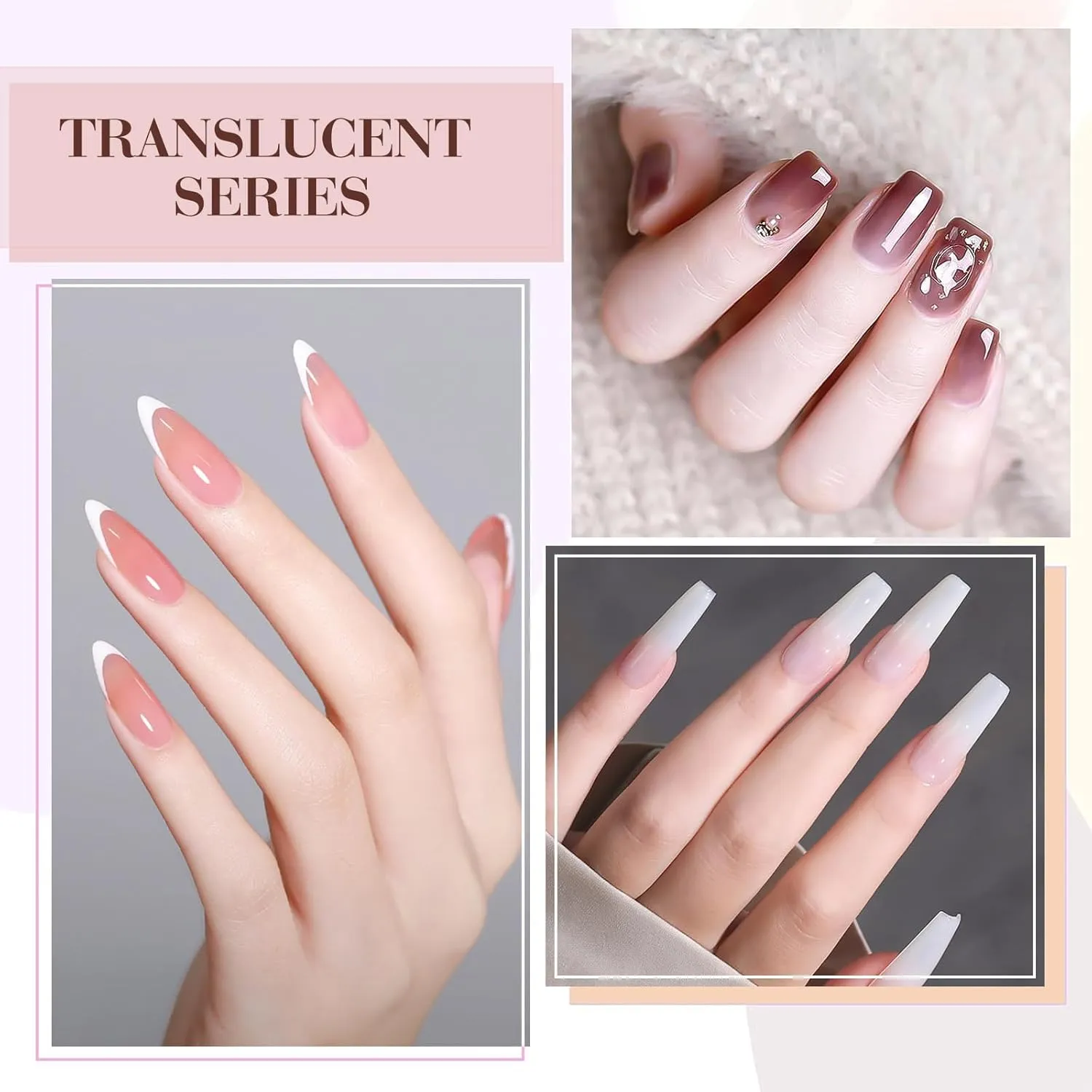 CANNI 9ml Hema-Free Fall Gel Nail Polish Set- 6Pcs Jelly Nude Pink Neutral Transparent Milky White Colors Gel Polish Kit, Soak Off LED Nail Gel Manicure Kit DIY at Home Salon Gifts for Women Girls