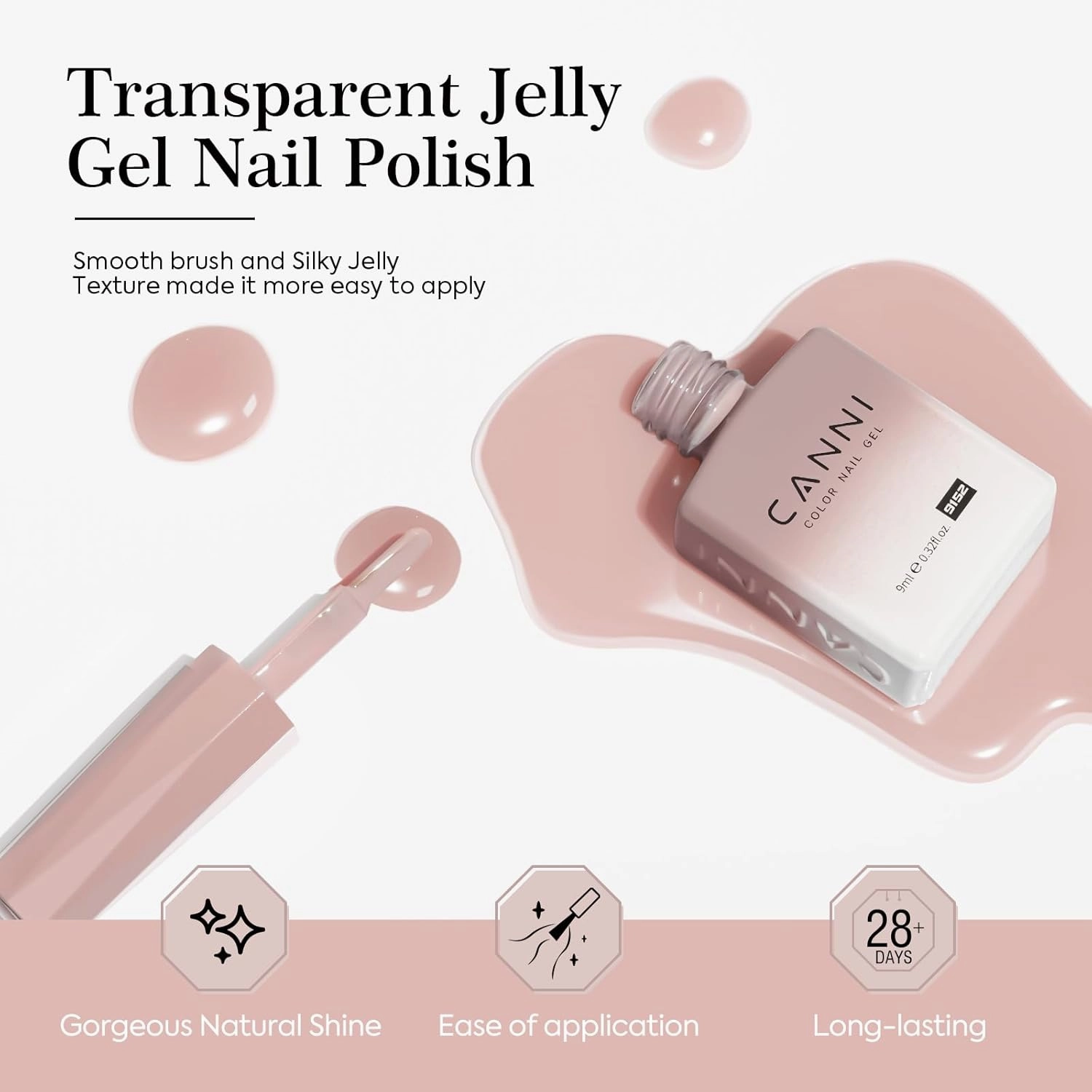 CANNI 6 Colors 9 Ml Sheer Jelly Pink Gel Nail Polish Set- Neutral Transparent Pink Colors Gel Polish Kit, Soak Off LED Nail Gel Manicure Kit DIY at Home Salon Gifts